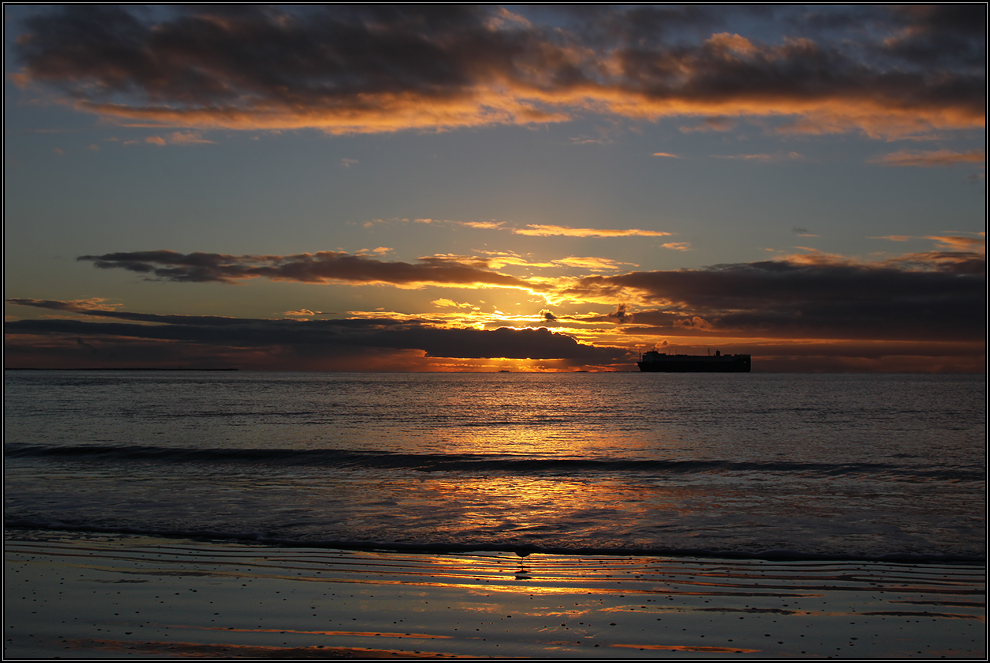 Borkums Bucht bei Sonnenuntergang